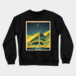 Brasilia Brazil Starry Night Vintage Tourism Travel Poster Crewneck Sweatshirt